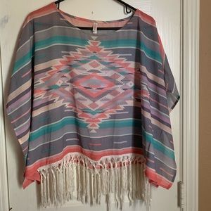 fringed tribal flow trip with butterfly sleeves